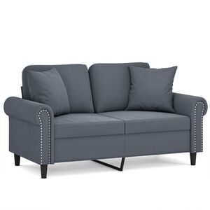 vidaXL Tweezitsbank met sierkussens 120 cm fluweel donkergrijs