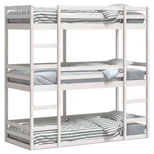 vidaXL Stapelbed 3-persoons massief grenenhout wit 90x190 cm