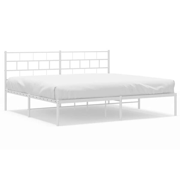 vidaXL Bedframe met hoofdbord metaal wit 193x203 cm