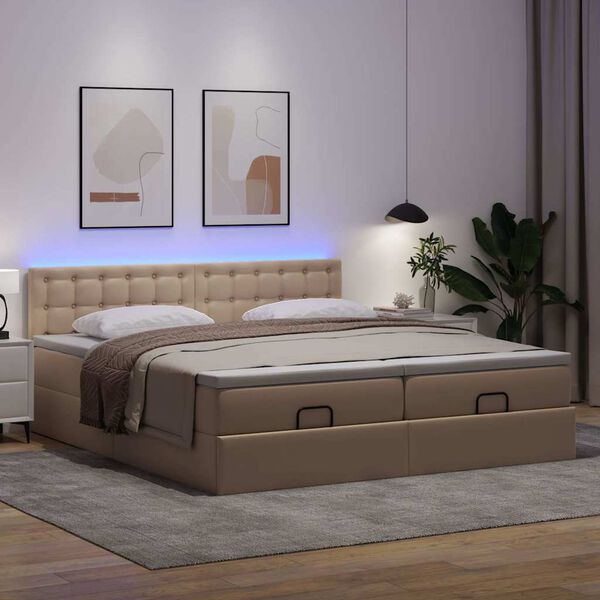 vidaXL Ottoman bed met matrassen en LED's 160x200cm kunstleer