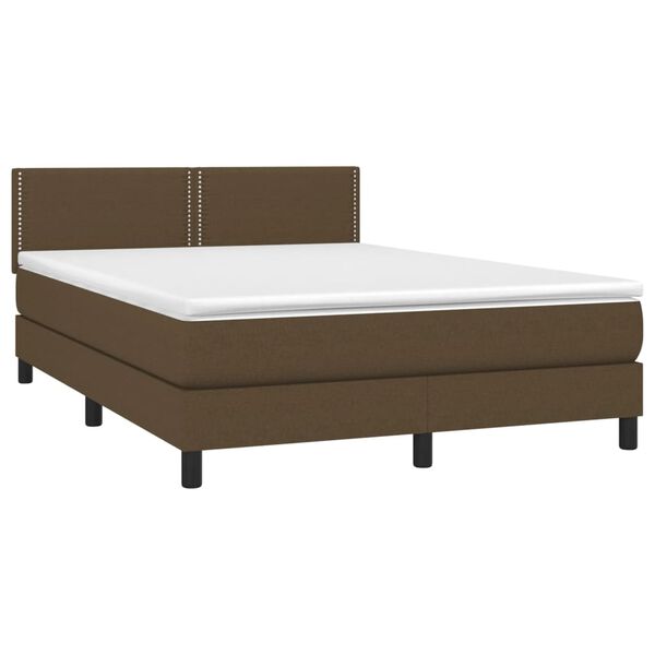 vidaXL Boxspring met matras stof donkerbruin 140x190 cm