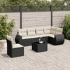 vidaXL 7-delige Loungeset met kussens poly rattan zwart