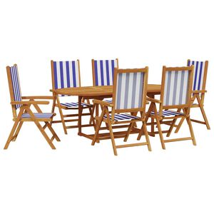 vidaXL 7-delige Tuinset massief hout en stof blauw en wit