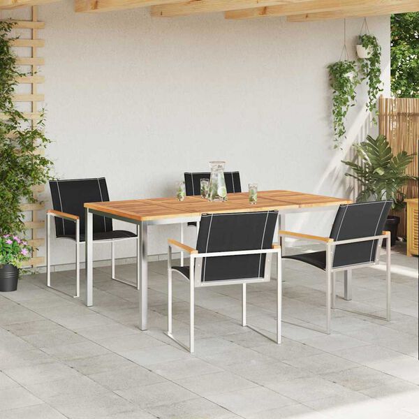 vidaXL TuinEetset 5 pcs Massief Teak Hout