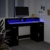 vidaXL Bureau met LED-verlichting 140x55x91 cm bewerkt hout zwart