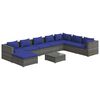 vidaXL 9-delige Loungeset met kussens poly rattan grijs