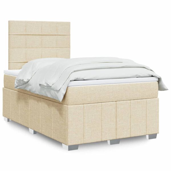 vidaXL Boxspring met matras stof cr&egrave;mekleurig 120x200 cm