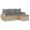 vidaXL 4-delige Loungeset met kussens poly rattan beige