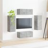 vidaXL TV Wandkast Set Wandgemonteerd 4 pcs Beton Grijs Bewerkt hout