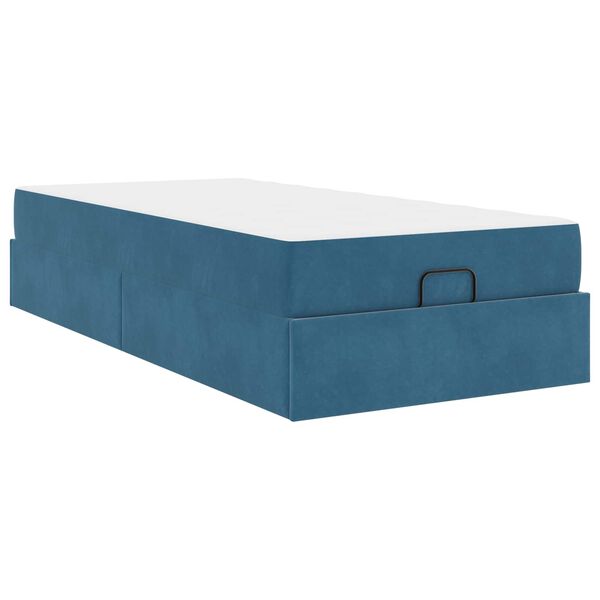 vidaXL Bedframe met matras met matras 2 pcs Blauw Fluweel