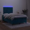 vidaXL Boxspring met matras en LED fluweel donkerblauw 120x200 cm