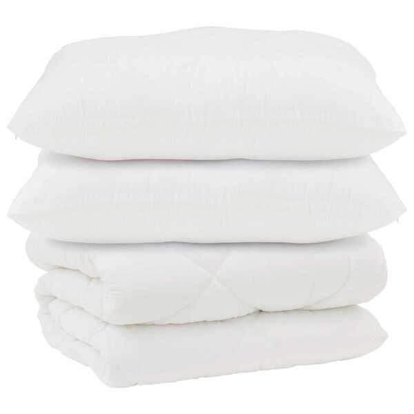 vidaXL Dekbed met Kussens 3 pcs Wit Microfiber en Dons Feather