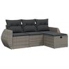 vidaXL 4-delige Loungeset met kussens poly rattan grijs