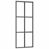 vidaXL Schuifdeur 76x205 cm ESG-glas en aluminium zwart