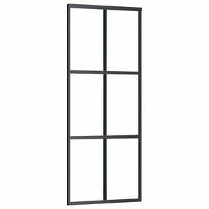 vidaXL Schuifdeur 76x205 cm ESG-glas en aluminium zwart