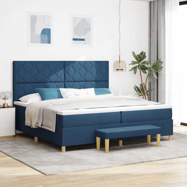 vidaXL Boxspring bed met matras met hoofdeinde Blauw 200 x 200 cm Stof