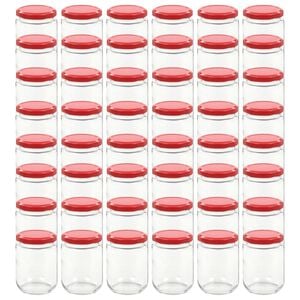 vidaXL Jampotten met rode deksels 48 st 230 ml glas