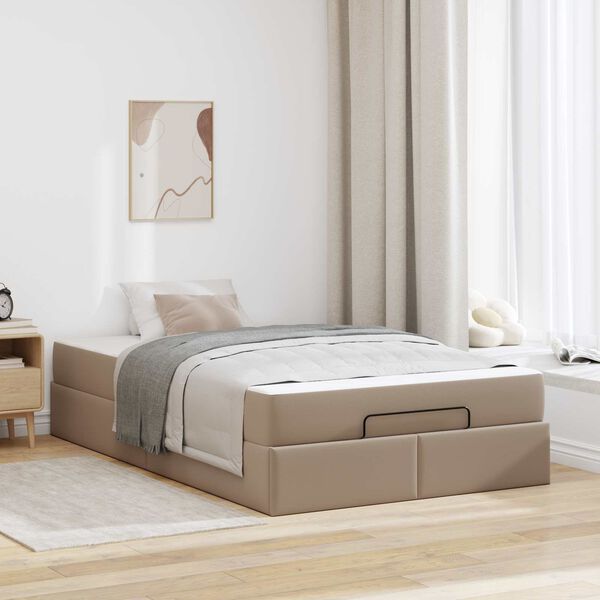 vidaXL Bedframe met matras met matras 2 pcs Tan PVC