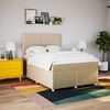 vidaXL Boxspring met matras stof cr&egrave;mekleurig 140x200 cm