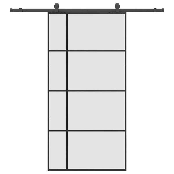 vidaXL Schuifdeur met beslagset 102,5x205 cm ESG glas zwart
