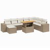 vidaXL 9-delige Loungeset met kussens poly rattan beige
