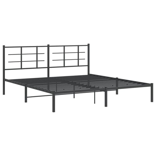 vidaXL Bedframe met hoofdbord metaal zwart 183x213 cm