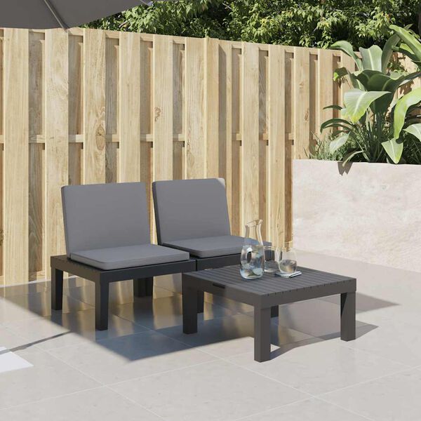 vidaXL Ligbed met kussens PP antracietkleurig