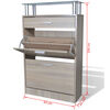 vidaXL Schoenenkast met lade en glazen bovenschap eiken-look