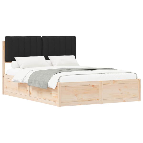 vidaXL Bedframe met Gevoerd Hoofdgedeelte Zwart 140 x 190 cm