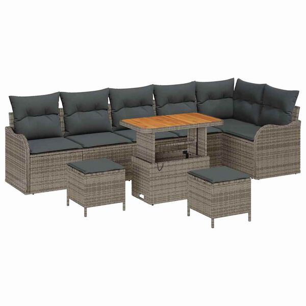 vidaXL Tuin Sofa Set 9 pcs Grijs poly rattan