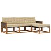 vidaXL Buiten bankenset met kussen 4 pcs Natuurlijk en Beige