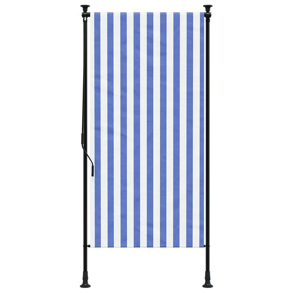 vidaXL Rolgordijn voor buiten 120x270 cm stof en staal blauw en wit