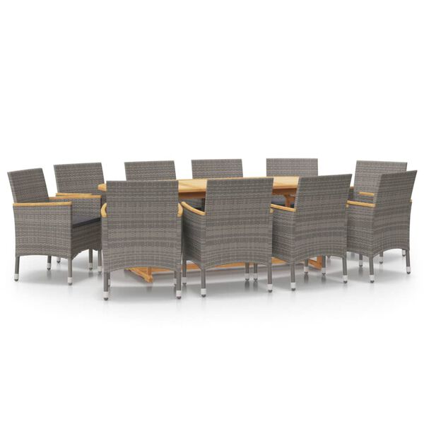 vidaXL 11-delige Tuinset met kussens grijs