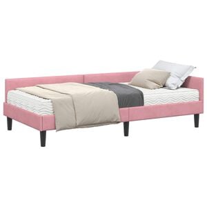 vidaXL Hoekbedframe met Matras 2 st Roze 80 x 200 cm Fluweel