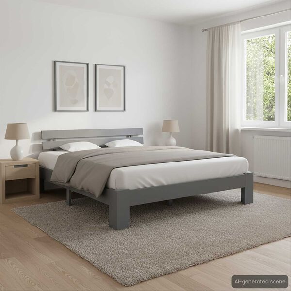 vidaXL Bedframe massief grenenhout grijs 180x200 cm