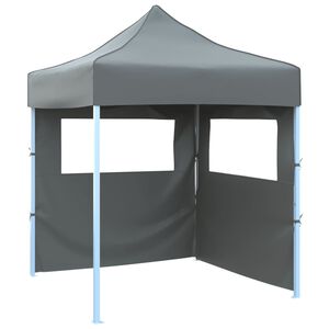 vidaXL Partytent met 2 zijwanden inklapbaar 2x2 m staal antraciet
