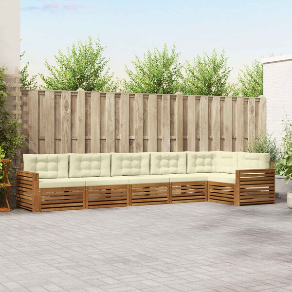 vidaXL Buiten bankenset met kussen 6 pcs Natuurlijk en Cr&egrave;me