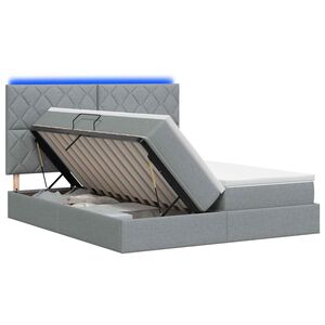 vidaXL LED Opslagbed met Matras Lichtgrijs 180 x 200 cm Stof