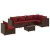 vidaXL 7-delige Loungeset met kussens poly rattan bruin