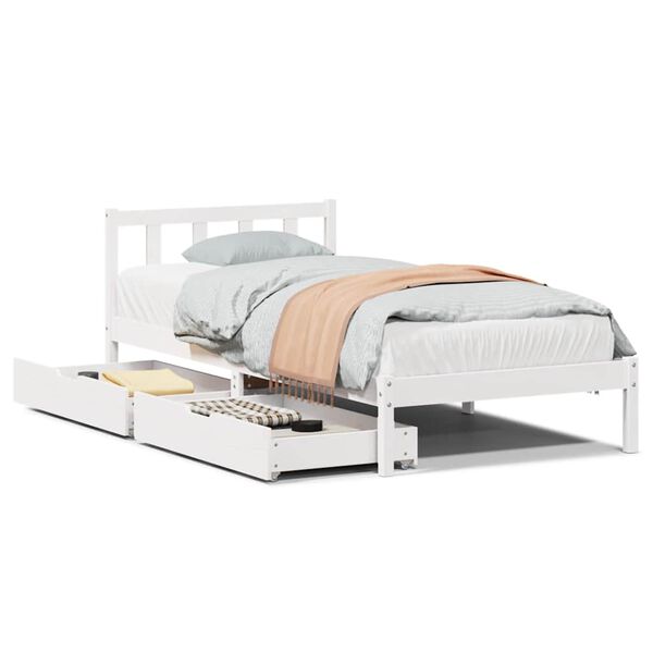 vidaXL Bedframe zonder matras massief grenenhout wit 90x200 cm
