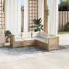 vidaXL 5-delige Loungeset met kussens poly rattan beige