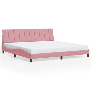 vidaXL Bedframe zonder matras "Hanko" fluweel roze 200x200 cm