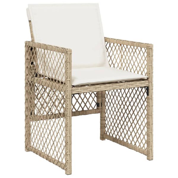 vidaXL 11-delige Tuinset met kussens poly rattan beige