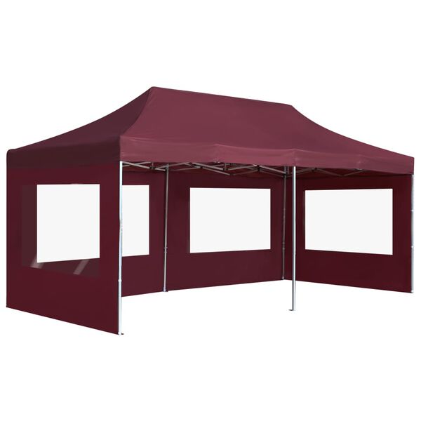 vidaXL Partytent inklapbaar met wanden 6x3 m aluminium wijnrood