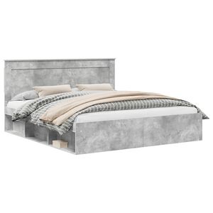 vidaXL Bedframe met hoofdeinde Beton 200 x 200 cm Massief grenenhout