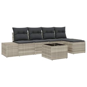 vidaXL Tuin Sofa Set met kussen 5 pcs Lichtgrijs poly rattan