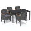 vidaXL 5-delige Tuinset met kussens poly rattan grijs