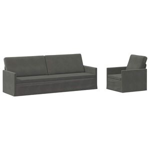 vidaXL Bankstel 2 pcs Donkergrijs Katoen Stof