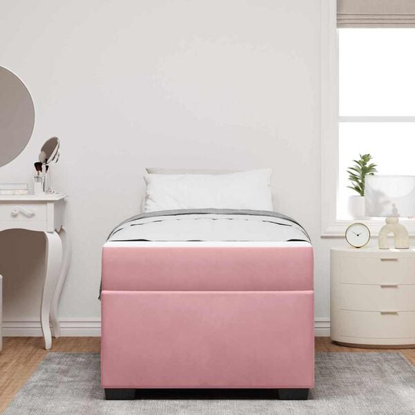vidaXL Bedframe met matras Roze 90 x 200 cm Stof