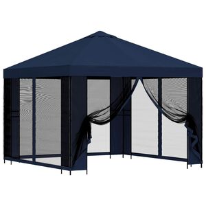 vidaXL Tuin Gazebo met Zijwanden 3 x 3 m Blauw Polyester en staal